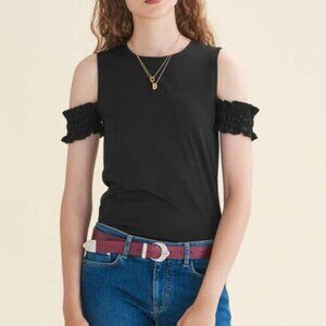 NWT Maje Trina T Shirt Cold Shoulder Size 2 Medium